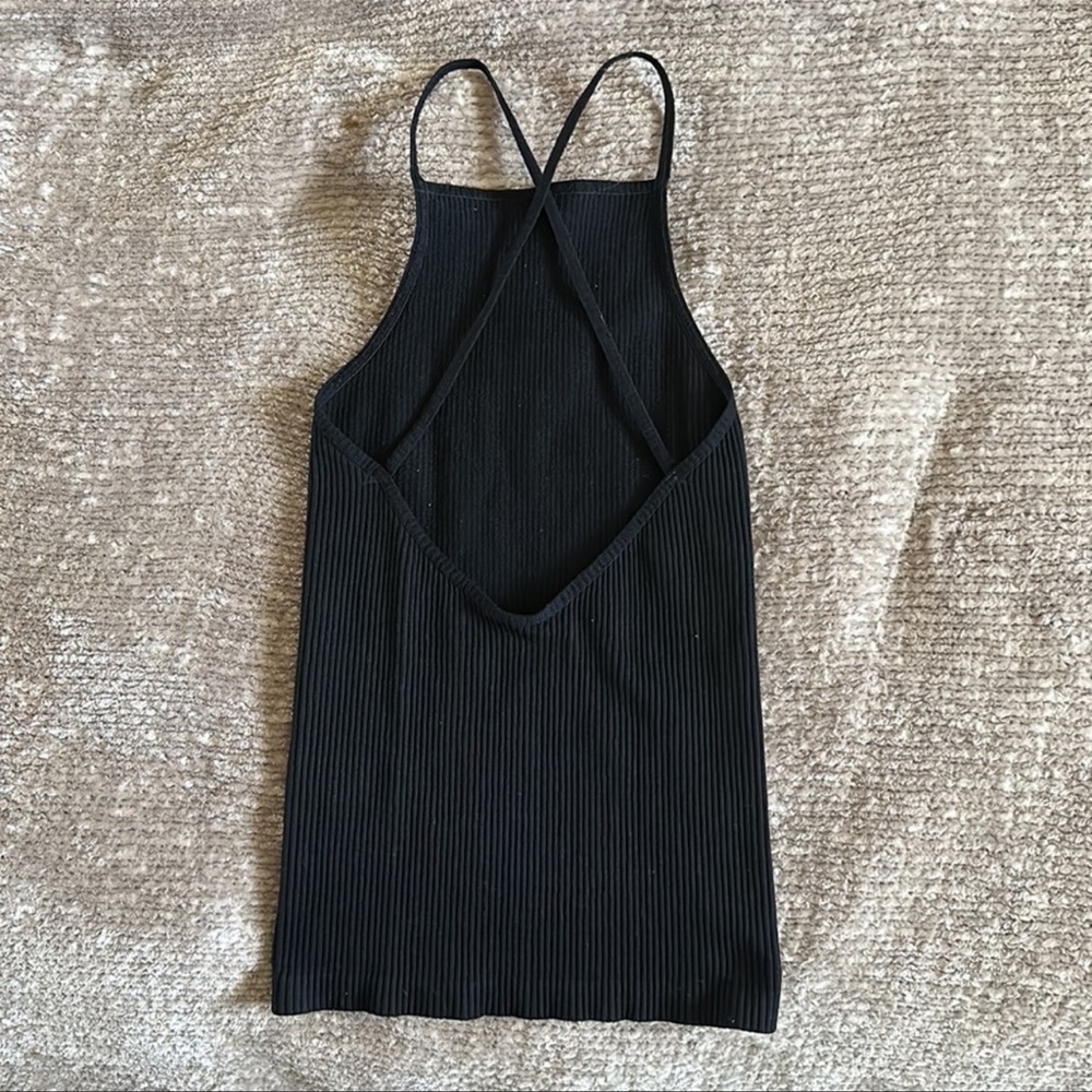 Free people black seamless back detail tank
